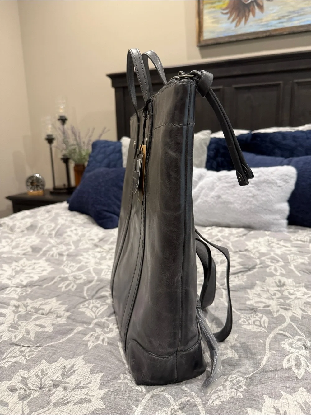 Brand New with Tags Frye Leather Backpack Purse -Gray